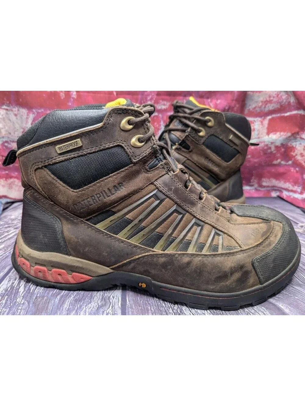 CATERPILLAR KAUFMAN Leather Mid WP Steel Safety Toe Work Boots Freeze Mens 13 W